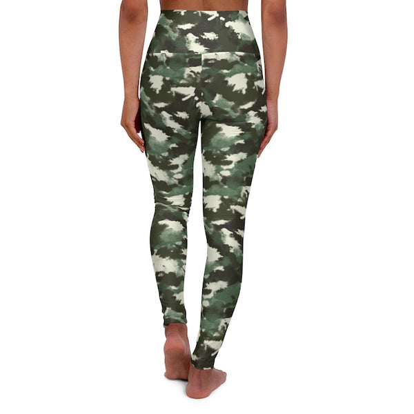 Painted Green Camo AOP High Waisted Yoga Leggings – Dryp Factory