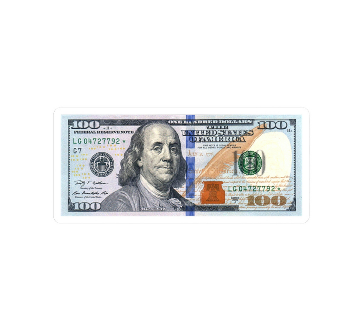 US 100 Dollar Bill Money Sticker