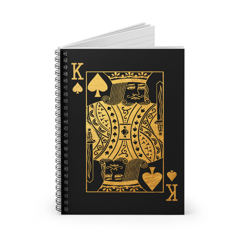 Gold King of Spades Spiral Notebook - Ruled Line