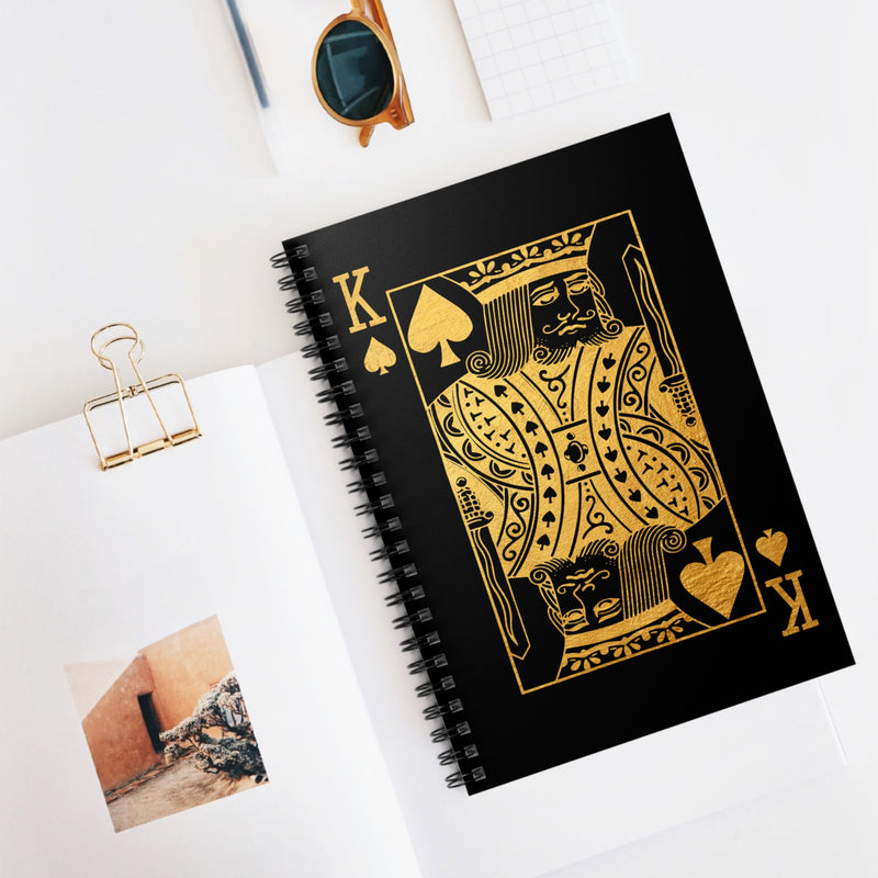 Gold King of Spades Spiral Notebook - Ruled Line