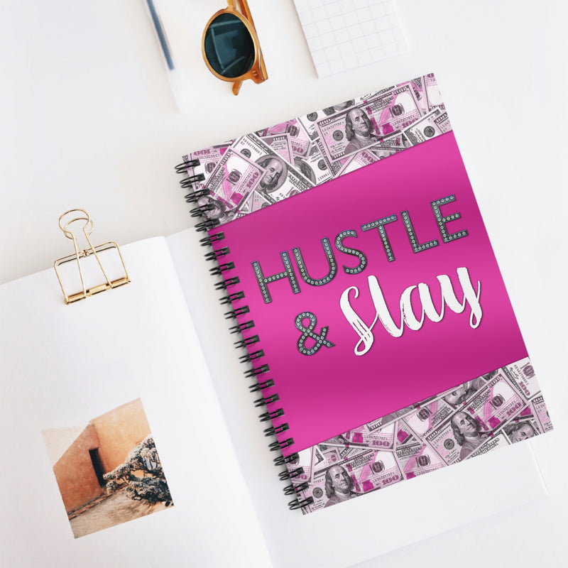 Hustle & Slay Pink Money Spiral Notebook - Ruled Line