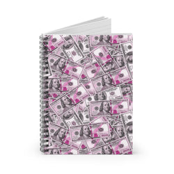 Pink Hundred Dollar Bills Money Spiral Notebook - Ruled Line