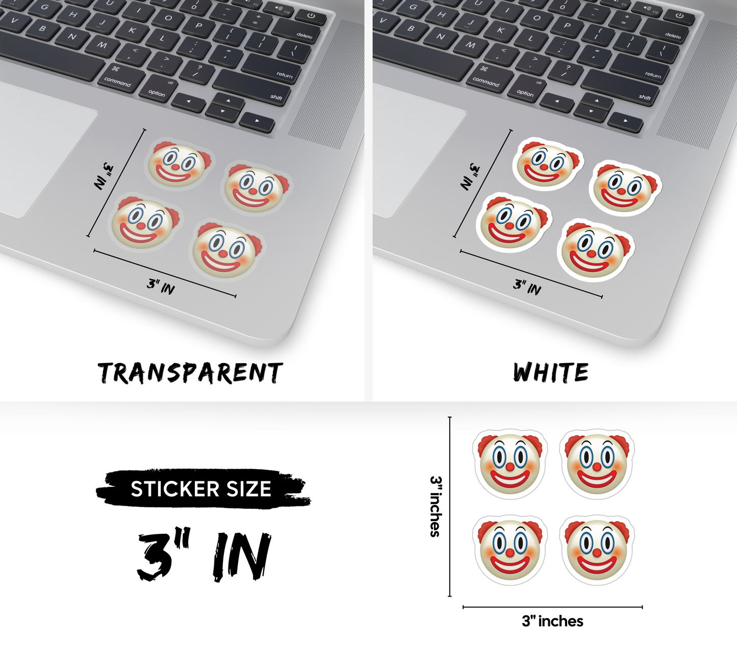 Clown Emoji Stickers - Premium Vinyl Kiss-Cut Sticker Set