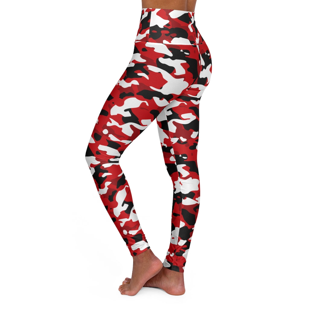 Red Camouflage Yoga Pants All Over Print High Waisted Leggings