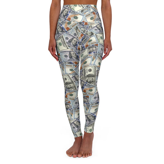 100 Dollar Bills Money All Over Print High Waisted Yoga Pants