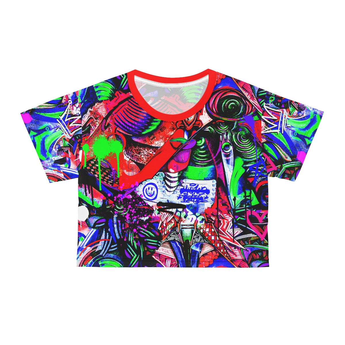 Neon Graffiti AOP Crop Tee