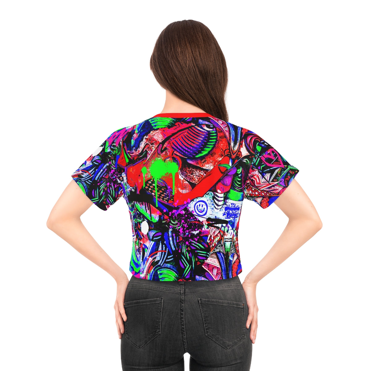 Neon Graffiti AOP Crop Tee