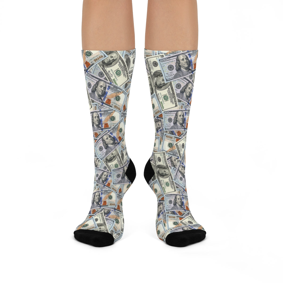 Hundred Dollar Bills Money DTG Crew Socks