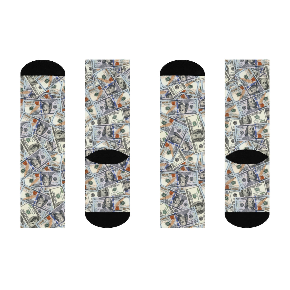 Hundred Dollar Bills Money DTG Crew Socks