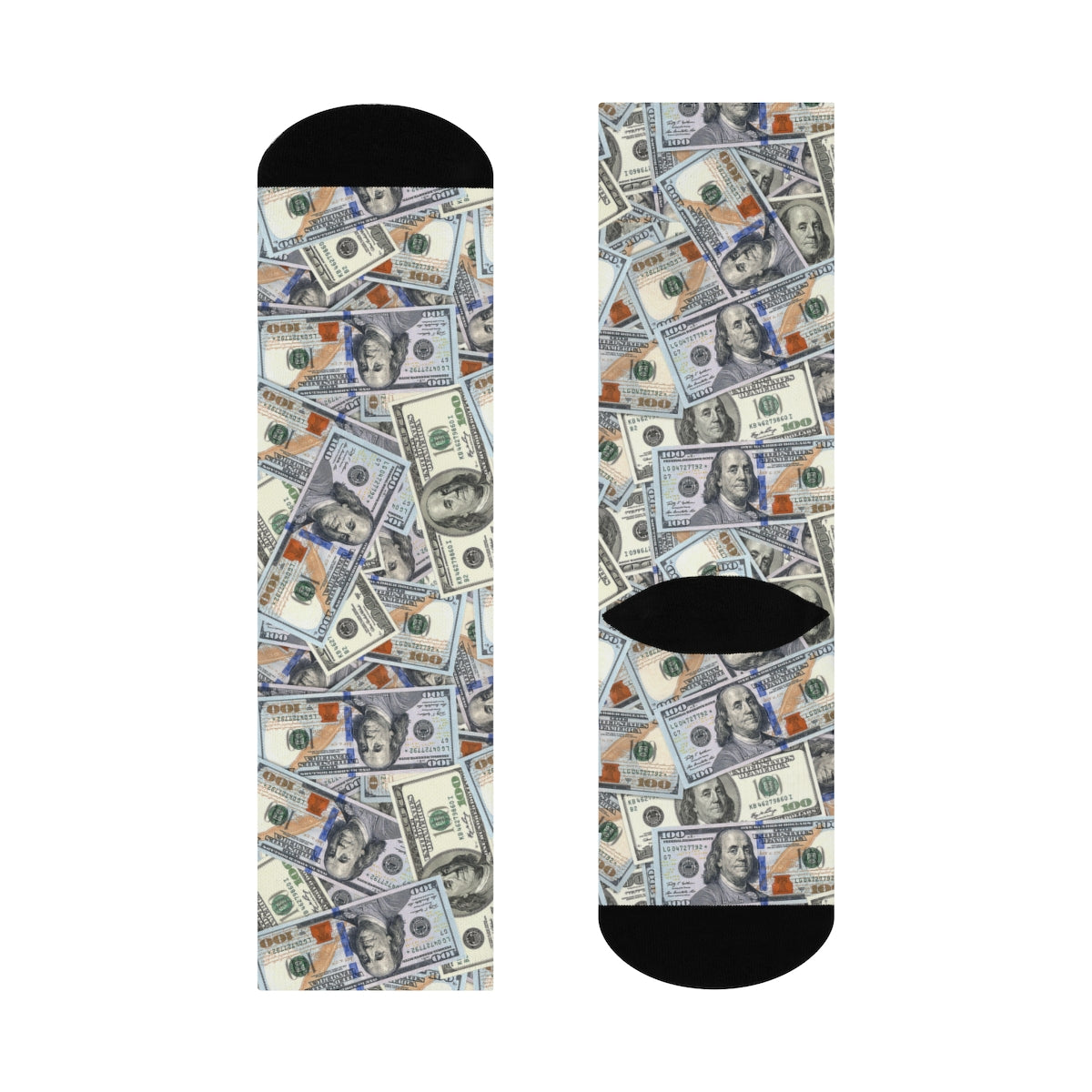 Hundred Dollar Bills Money DTG Crew Socks