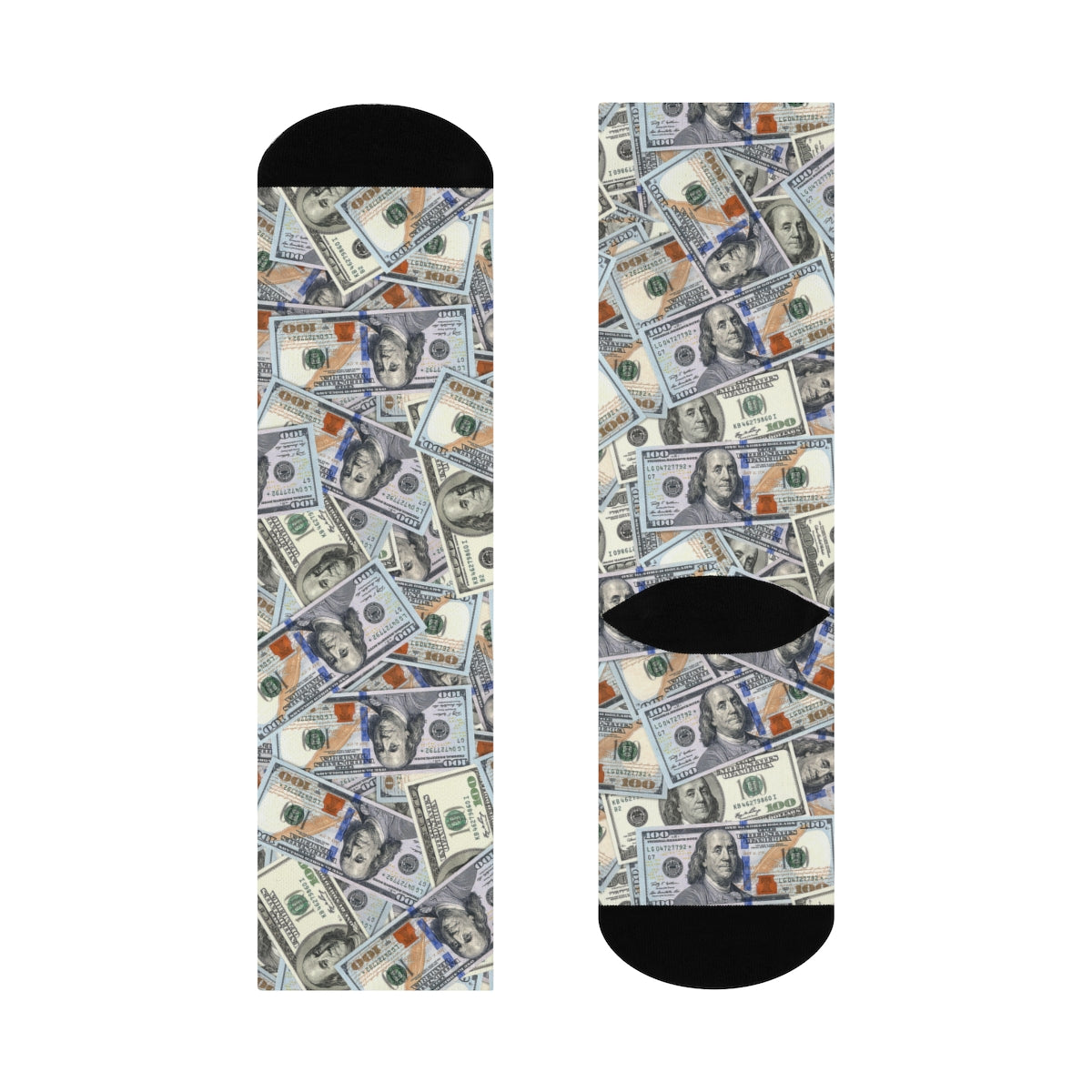 Hundred Dollar Bills Money DTG Crew Socks