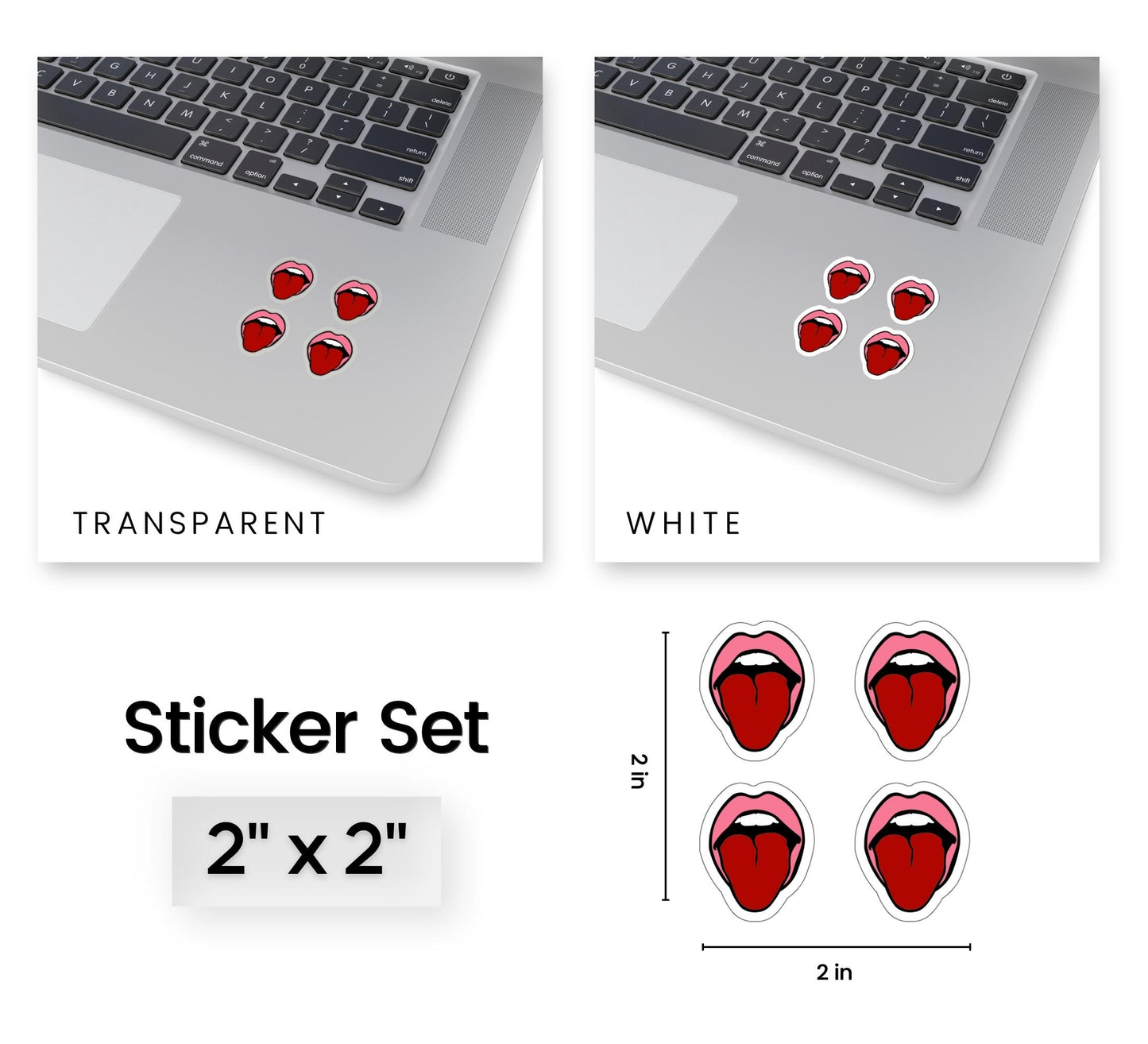 Pink Lips Tongue Out Sticker Sheet