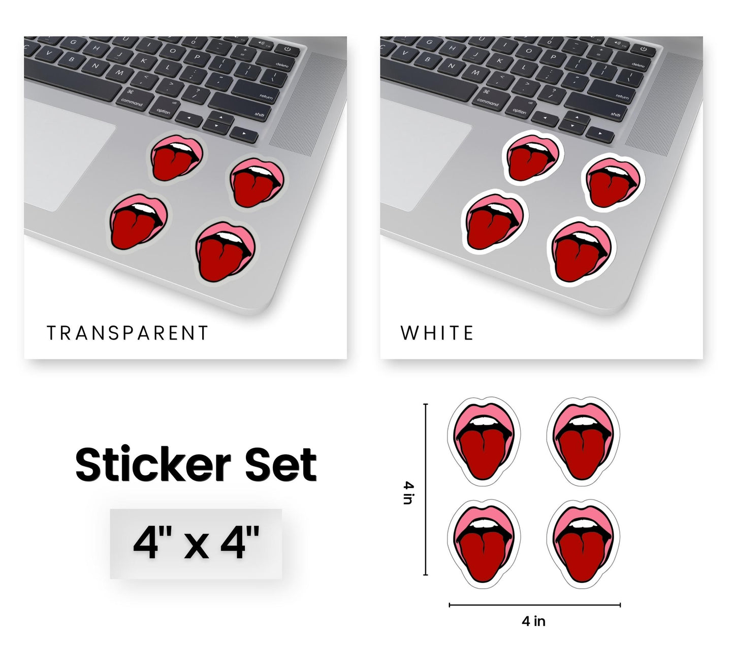 Pink Lips Tongue Out Sticker Sheet