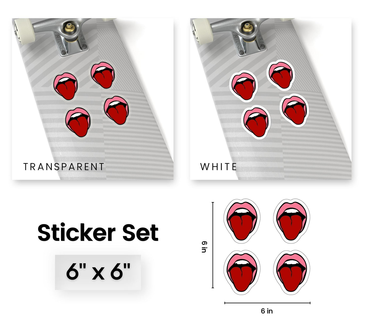 Pink Lips Tongue Out Sticker Sheet