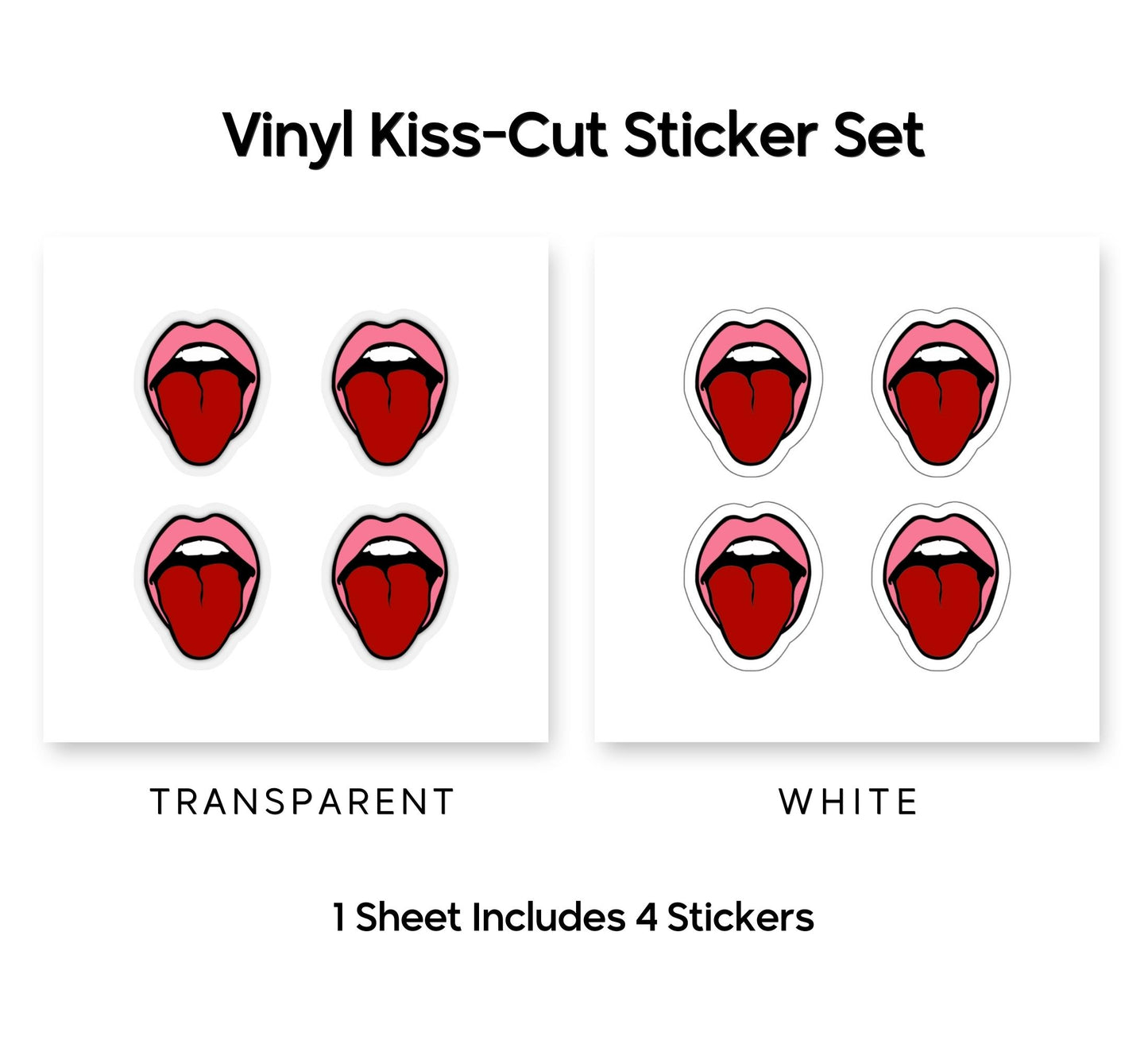 Pink Lips Tongue Out Sticker Sheet