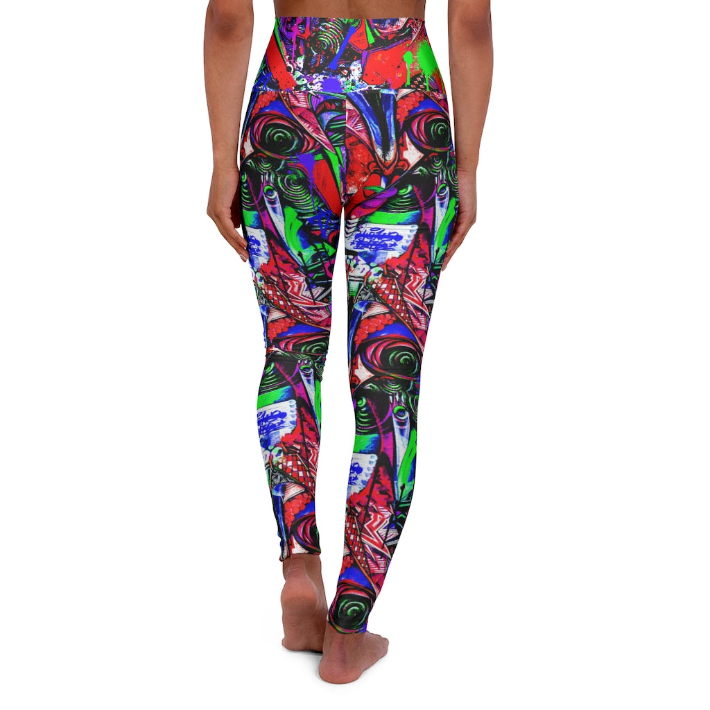 Neon Graffiti All Over Print High Waisted Yoga Leggings