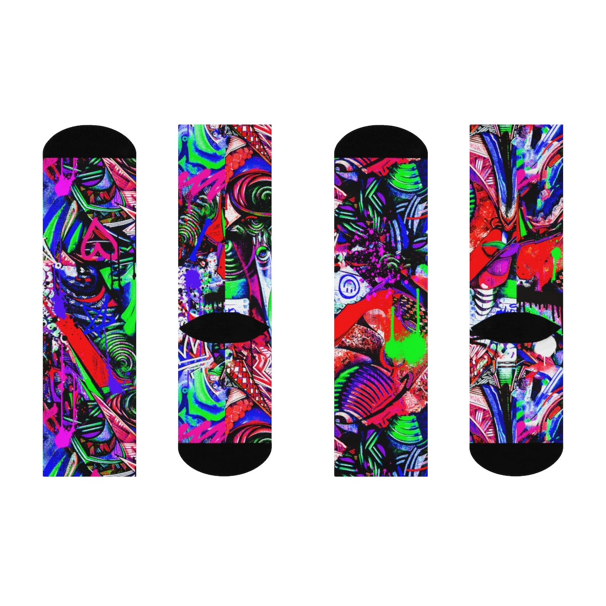 Neon Graffiti DTG Crew Socks