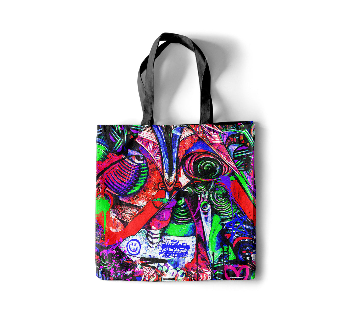 Neon Graffiti Art Tote Bag - Sublimation All Over Print Bag