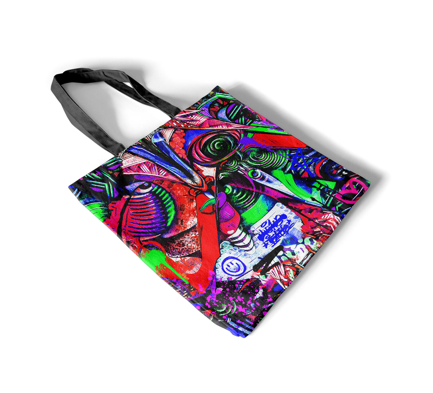 Neon Graffiti Art Tote Bag - Sublimation All Over Print Bag