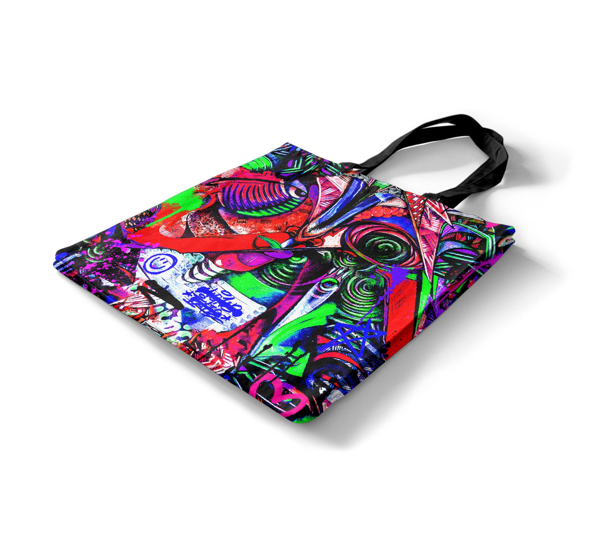 Neon Graffiti Art Tote Bag - Sublimation All Over Print Bag