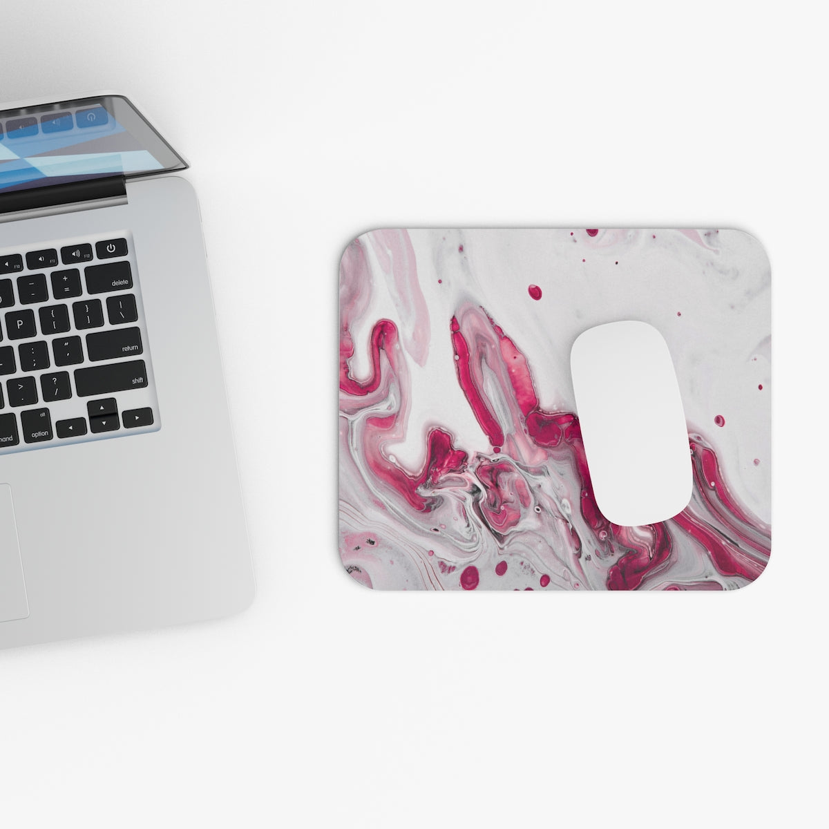 Pink + White Liquid Marble Mousepad