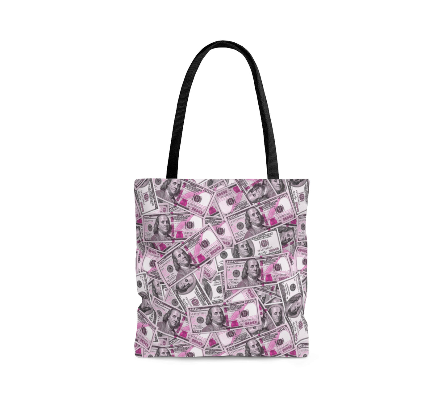 Pink Money Tote Bag - Hundred Dollar Bills All Over Print