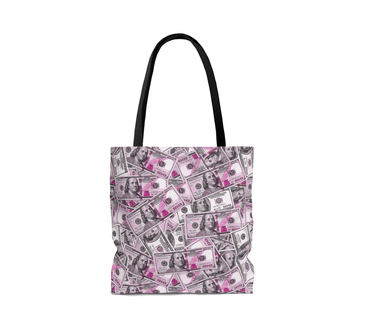 Pink Money Tote Bag - Hundred Dollar Bills All Over Print