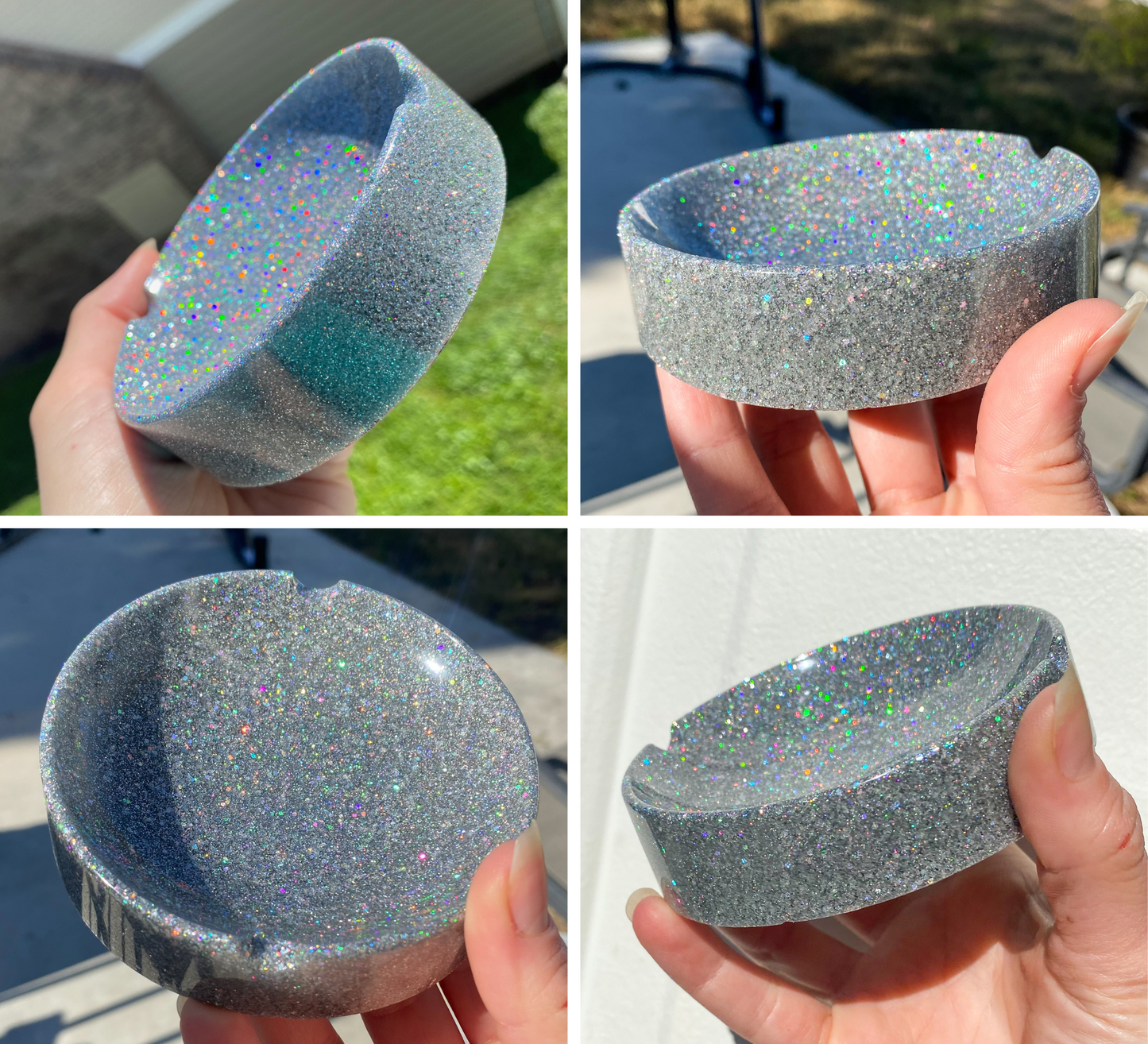 Holographic Glitter Circle Ashtray