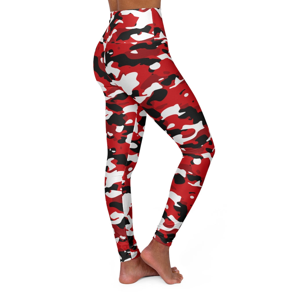 Red Camouflage Yoga Pants All Over Print High Waisted Leggings