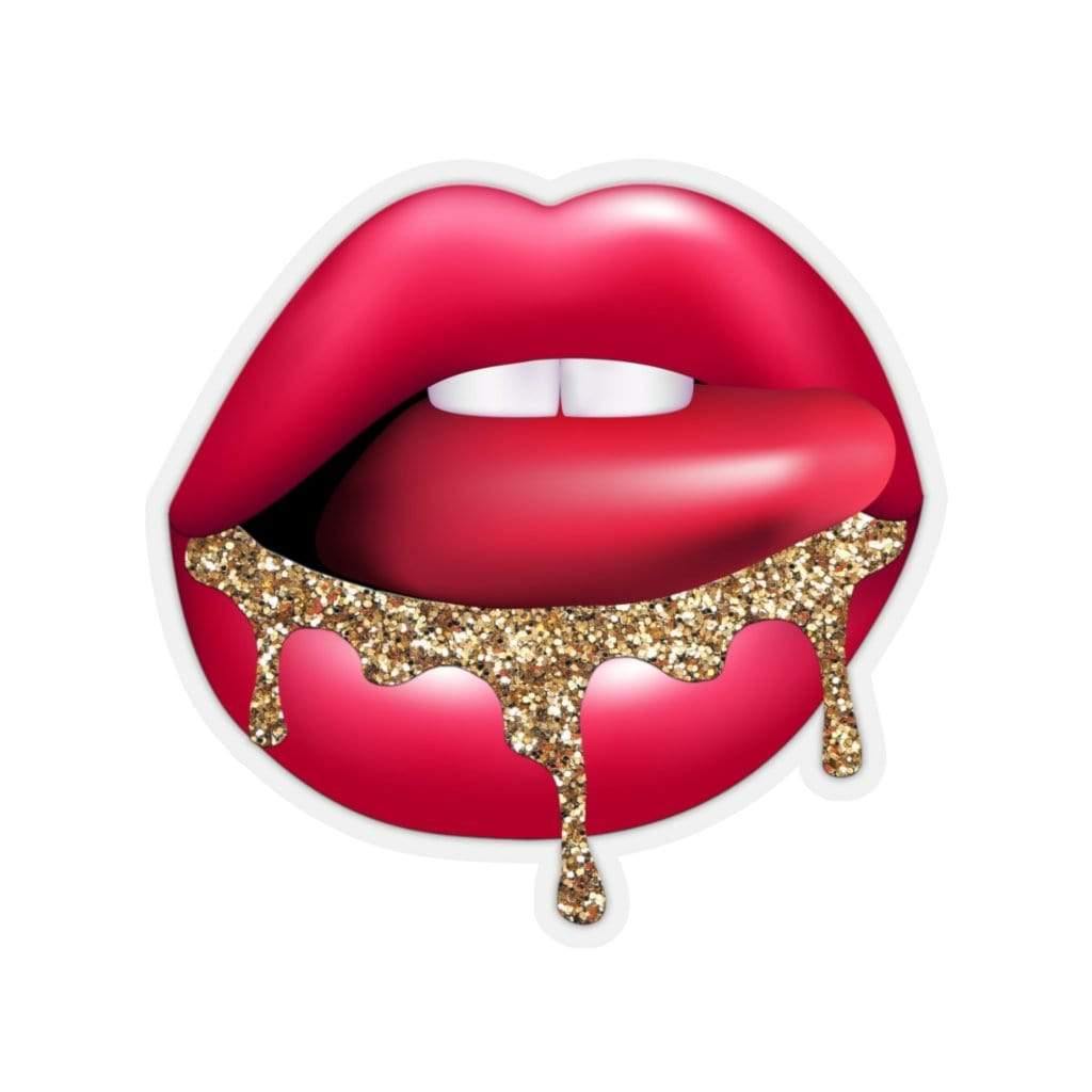 Glitter Drip Lips Sticker 2" × 2" / Transparent