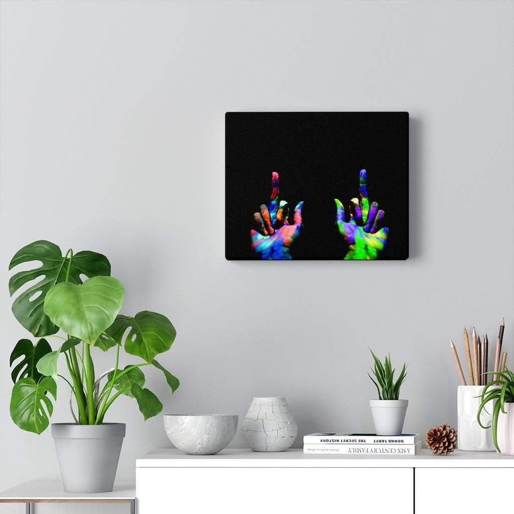 Middle Fingers Up Neon Canvas Wall Art Dryp Factory