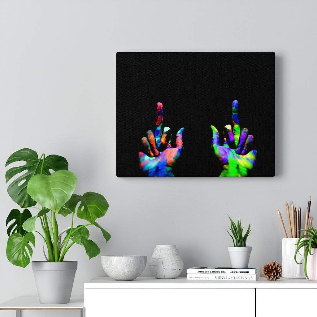 Middle Fingers Up Neon Canvas Wall Art Dryp Factory