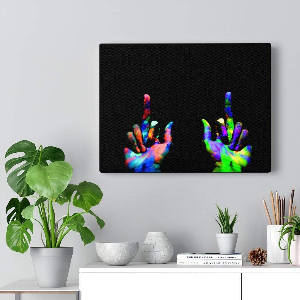 Middle Fingers Up Neon Canvas Wall Art Dryp Factory