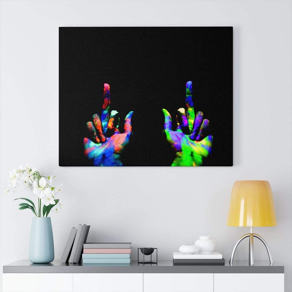 Middle Fingers Up Neon Canvas Wall Art Dryp Factory