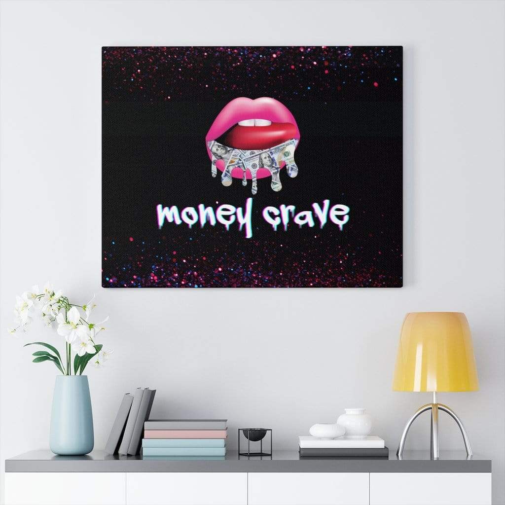 Money Crave Lips Canvas Wall Art